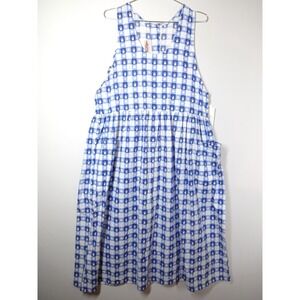 VTG Storybook Heirlooms Snowman Gingham Dress Womens Large Blue Holiday Kitschy